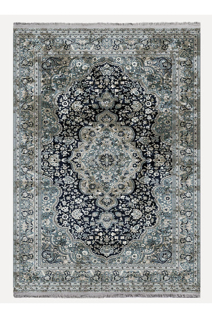 Halı Vagonu 2050 Haki Tonlarında Etnik Eskitme Pamuk  Dokuma Taban Halı