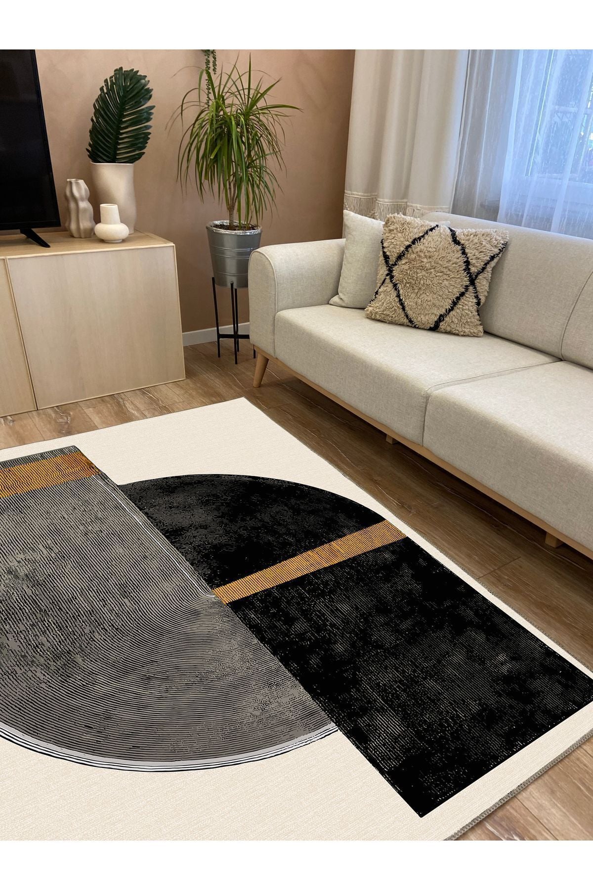 Halı Vagonu 26 Halı Bej Tonlarında Salon Halısı Pelüş Ve Iskandinav Halı Dekorafif Yıkanabilir