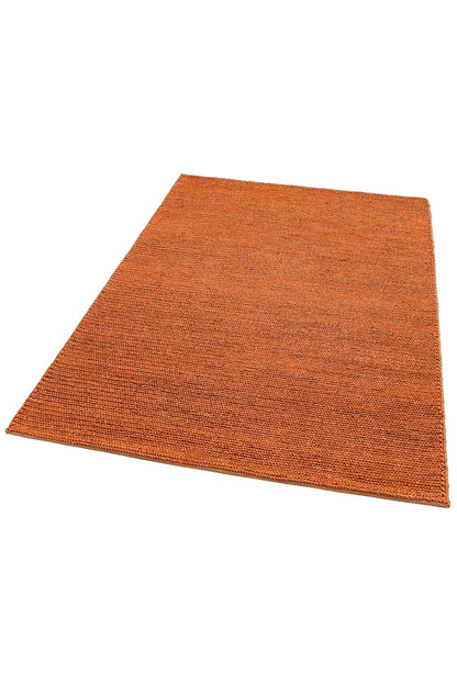 Fine Choti Rust Terra Flatweave El Dokuma Naturel Jüt Hasır Halı'nın odada kullanımı.