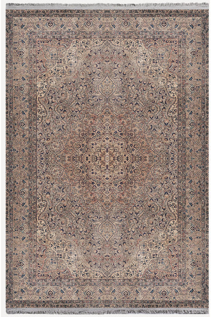 Halı Vagonu Halı 2084 Kahve Tonunda Dekoratif Halı Salon Halısı Saçaklı Yıkanabilen Halı