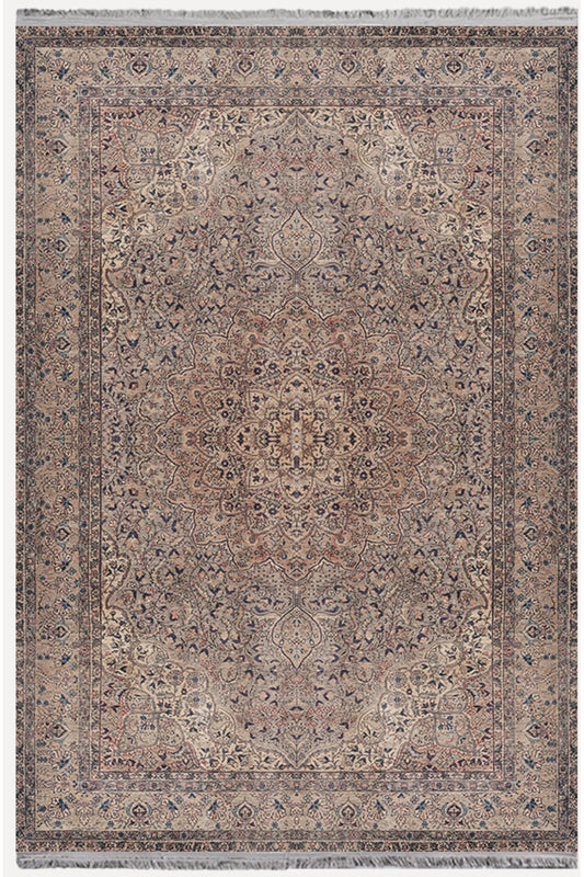 Halı Vagonu Halı 2084 Kahve Tonunda Dekoratif Halı Salon Halısı Saçaklı Yıkanabilen Halı