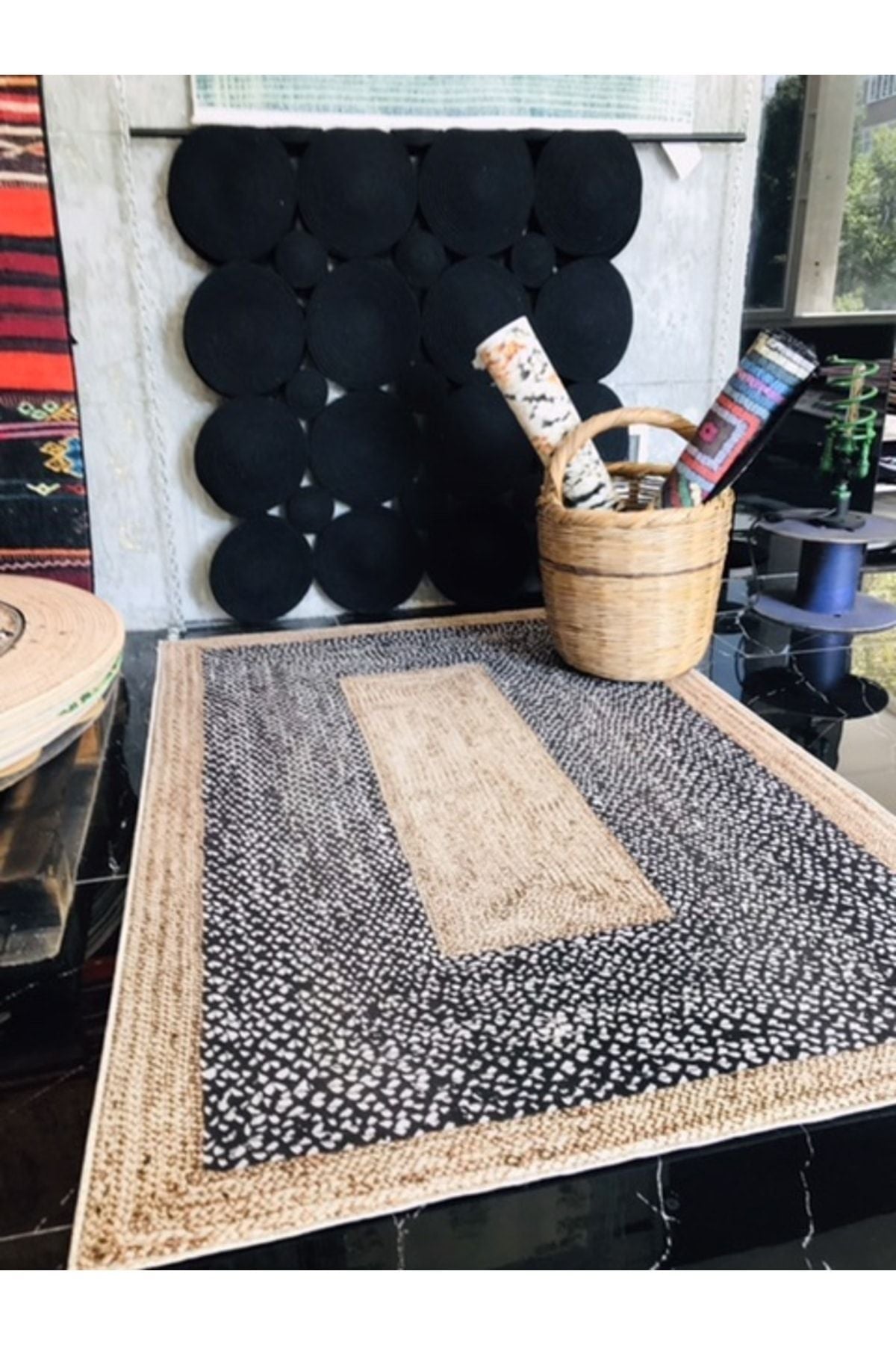 Jute15 Jüt Sisal Hasır Desenli  Dijital Baskı Halı