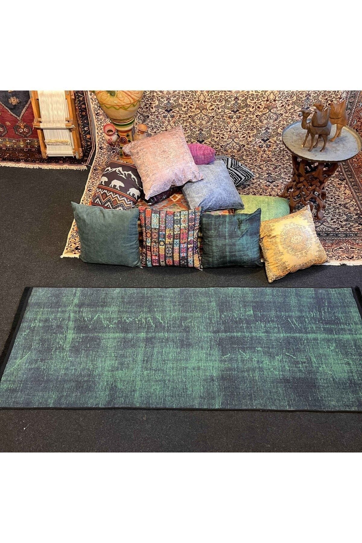Yumuşak Dokulu Bambu Soft Kilim - Patchwork Saçaklı Dijital Baskı HV-SK-K7