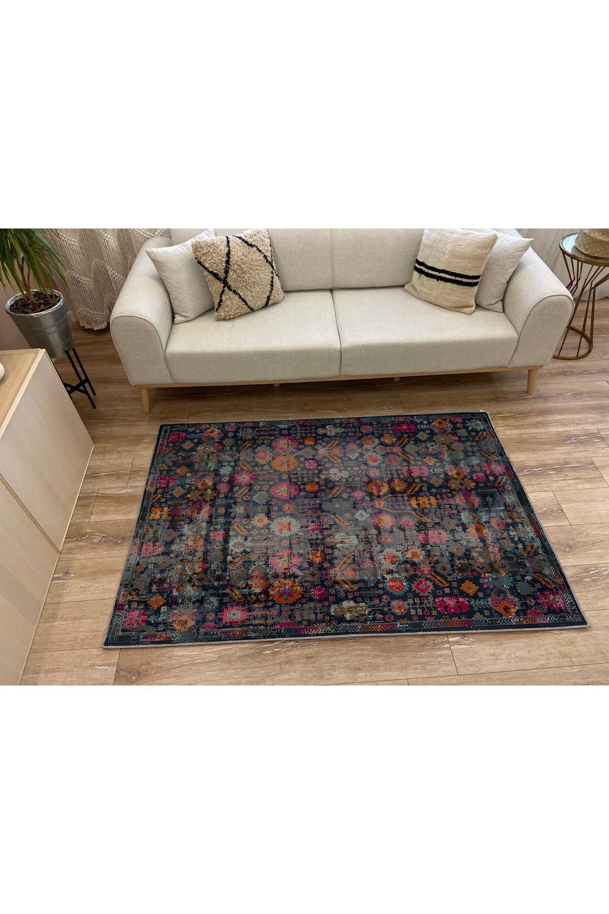 Halı Vagonu 59 Modern Stil Lacivert Halı Ve Kilim Salon Halıs Halı Saçaklı Yıkanabilen Halı