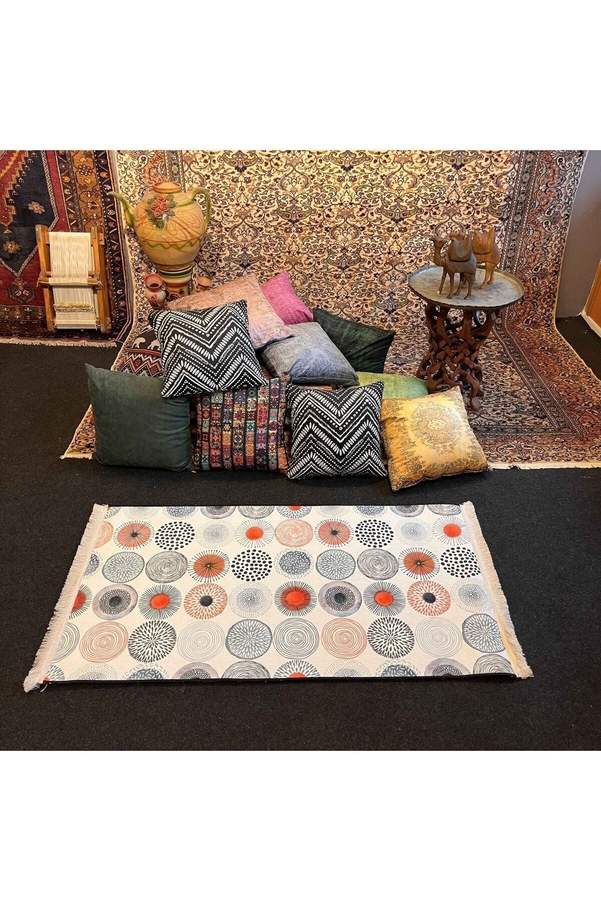 Yumuşak Dokulu Bambu Soft Kilim - Etnik Saçaklı Dijital Baskı HV-SK-912