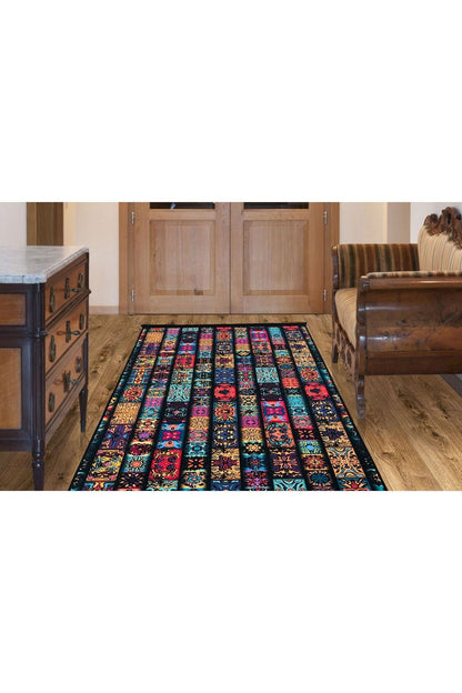 Yumuşak Dokulu Bambu Soft Kilim - Renkli Saçaklı Dijital Baskı HV-SK-905
