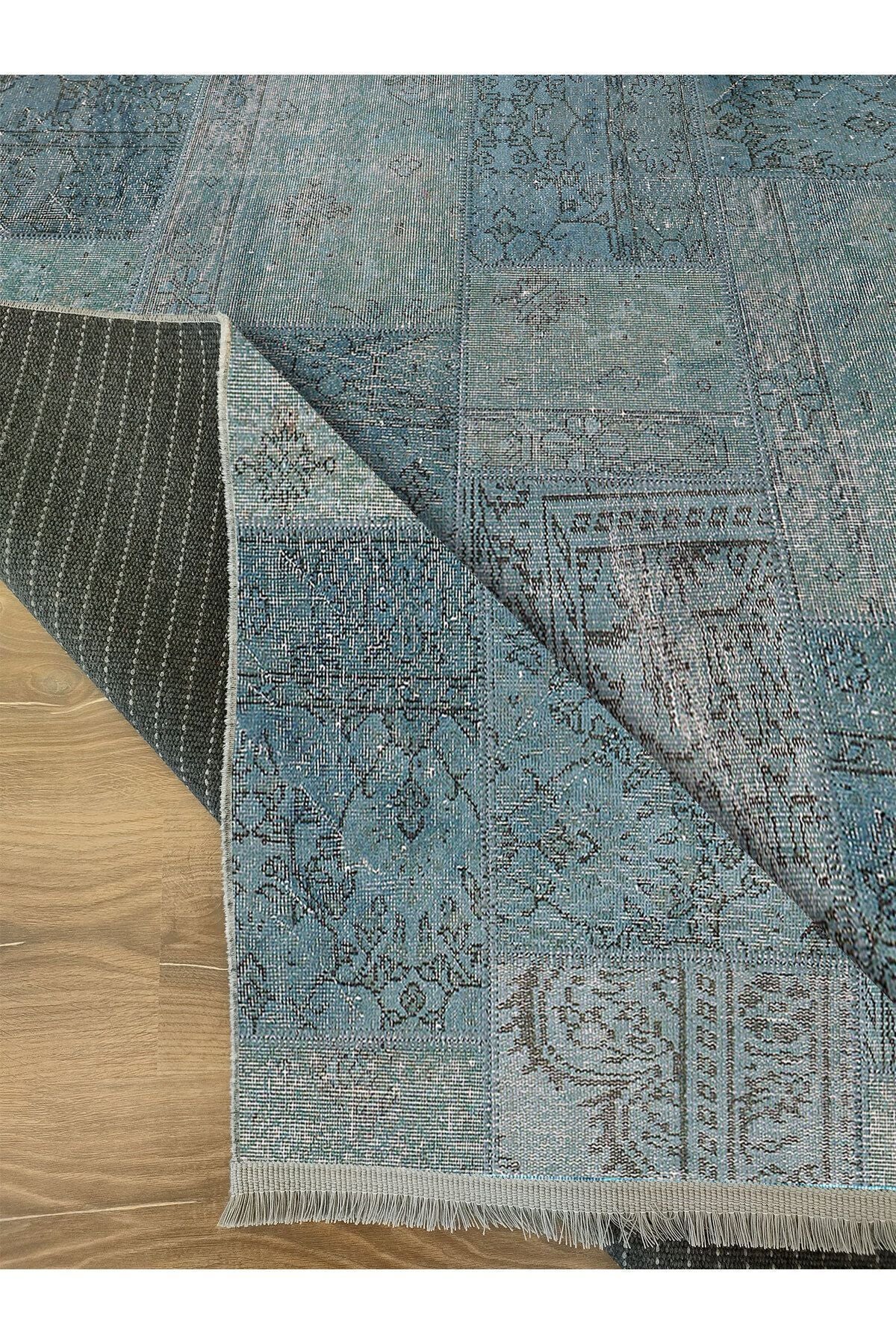 Halı Vagonu 2091 Patchwork Desenli Yıkanabilir Kaymaz Salon Halısı, Koridor Ve Mutfak Halısı