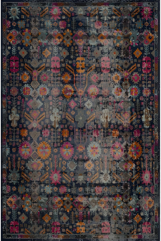 Halı Vagonu 59 Modern Stil Lacivert Halı Ve Kilim Salon Halıs Halı Saçaklı Yıkanabilen Halı