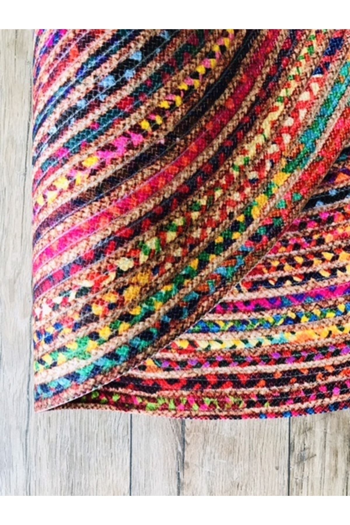 Halı Renkli Yuvarlak Jüt Örme Hasır Halı/Kilim