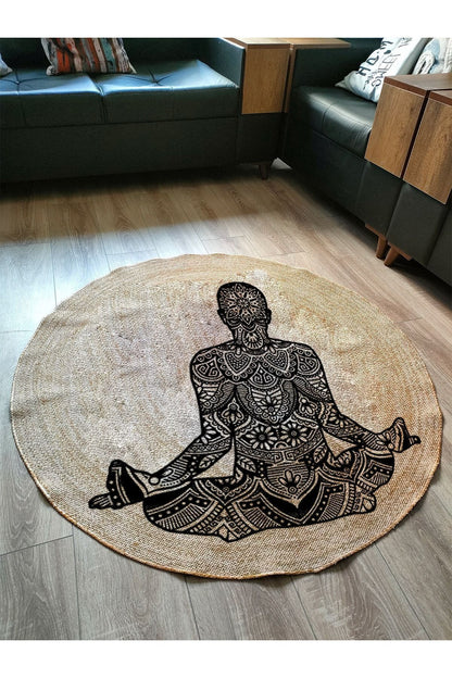 Hasır Jüt Görünümlü Dokuma Kaymaz Taban Kilim