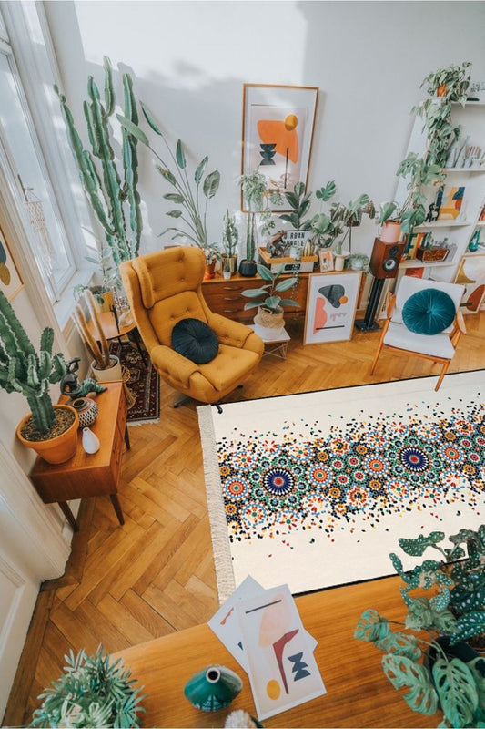 Yumuşak Dokulu Bambu Soft Kilim - Etnik Saçaklı Dijital Baskı HV-SK-913