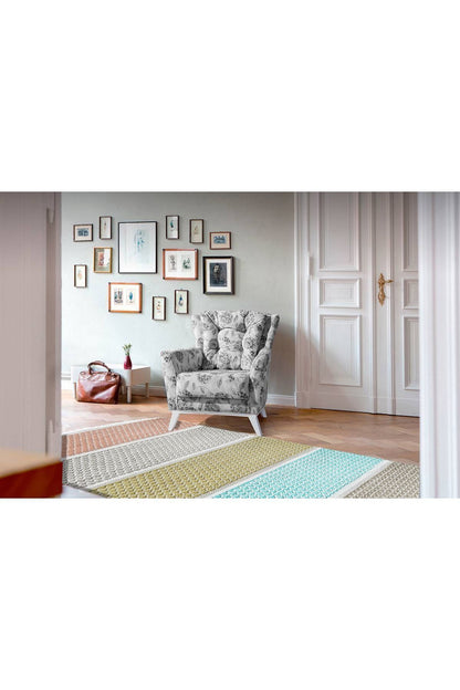 Cotton Serisi Multy Tonlarında Kabartma Eskitme Desenli Dekoratif Dokuma Taban Kilim