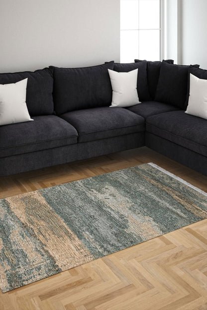 Halı Vagonu Serisi Gri Tonlarında Ağaç Kabuğu Deseni Kaymaz Taban Şönil Halı