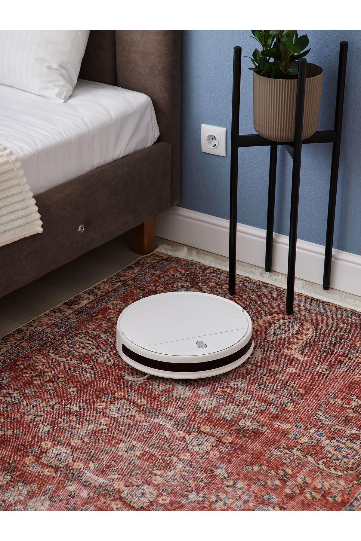 Halı Vagonu 2047 Bordo Tonlarında Etnik Eskitme Pamuk  Dokuma Taban Halı