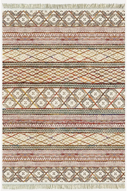 Cotton Kilim 63 Multu Iskandinav Motifler Modern Dekoratif Saçaklı Yıkanabilen Dokuma Kilim