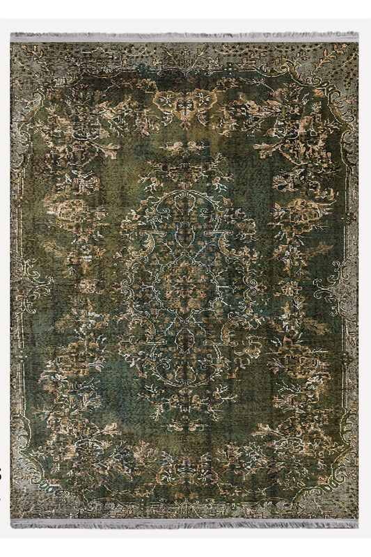 Halı Vagonu 2177 Eskitme Desenli Yıkanabilir Kaymaz Tabanlı Salon Halısı, Koridor Ve Mutfak Halısı