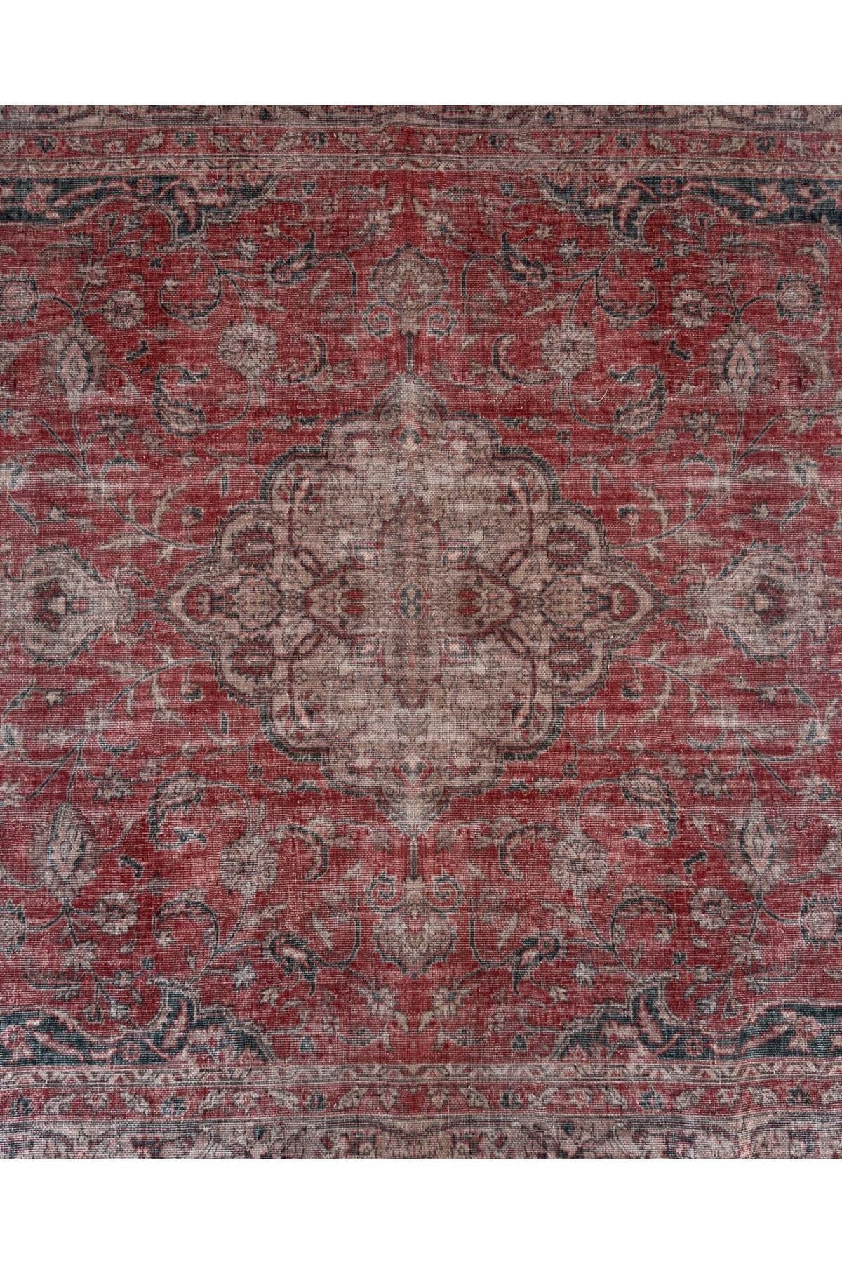 Halı Vagonu 2130 Kırmızı Gri Pastel Klasik Vintage Dokuma Taban Halı
