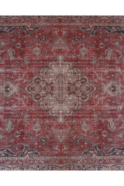 Halı Vagonu 2130 Kırmızı Gri Pastel Klasik Vintage Dokuma Taban Halı