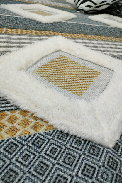 Tafting Kilim Serisi Üzeri Peluşlu Dokuma Taban Dekoratif Kilim