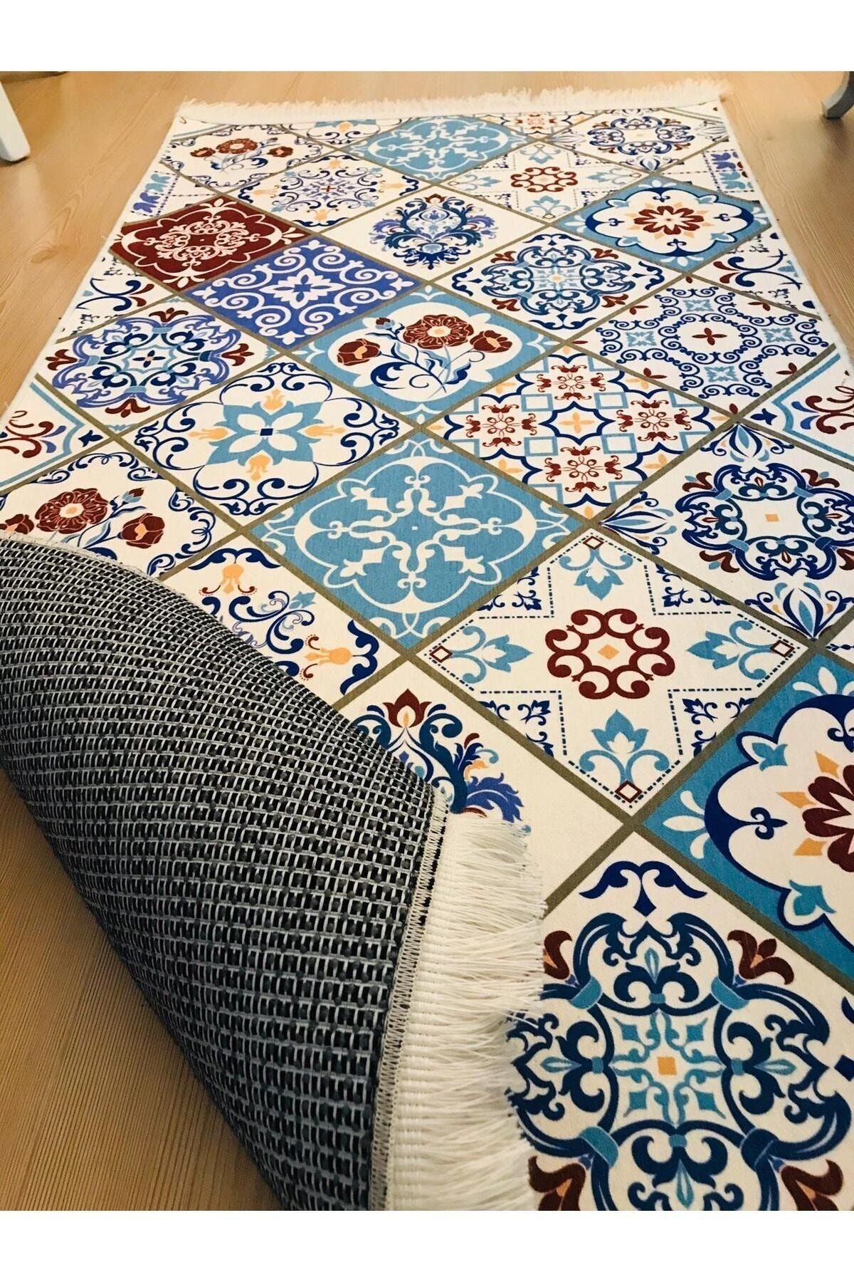 Yumuşak Dokulu Bambu Soft Kilim - Etnik Saçaklı Dijital Baskı HV-SK-906