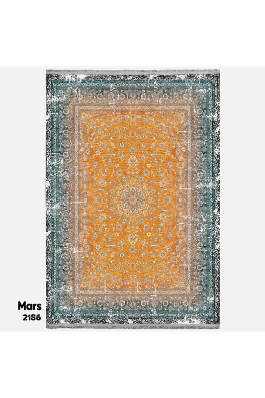 Halı Vagonu 2186 Eskitme Desenli Yıkanabilir Kaymaz Tabanlı Salon Halısı, Koridor Ve Mutfak Halısı