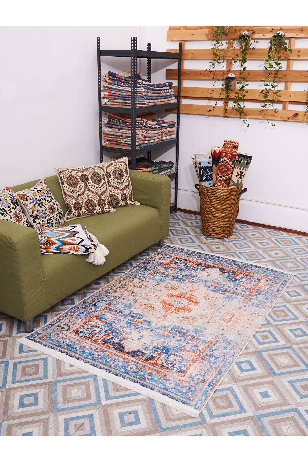 Halı Vagonu 2018 Etnik Vintage Çok Renkli Bohem Dokuma Ve Kaymaz Taban Şönil Halı