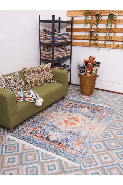 Halı Vagonu 2018 Etnik Vintage Çok Renkli Bohem Dokuma Ve Kaymaz Taban Şönil Halı