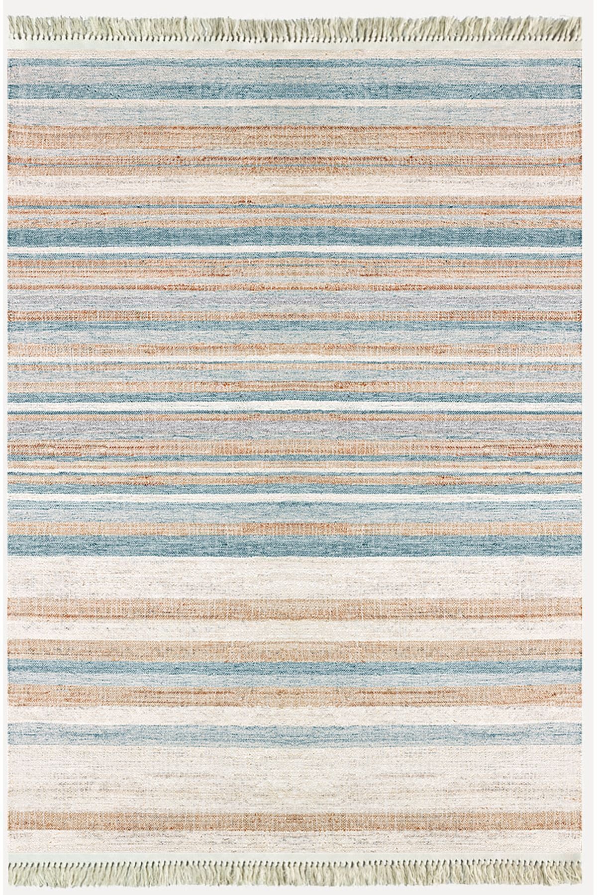 Cotton Serisi Multy Tonlarında Düz Çıtır Çizgili Eskitme Desen Dekoratif Dokuma Taban Kilim