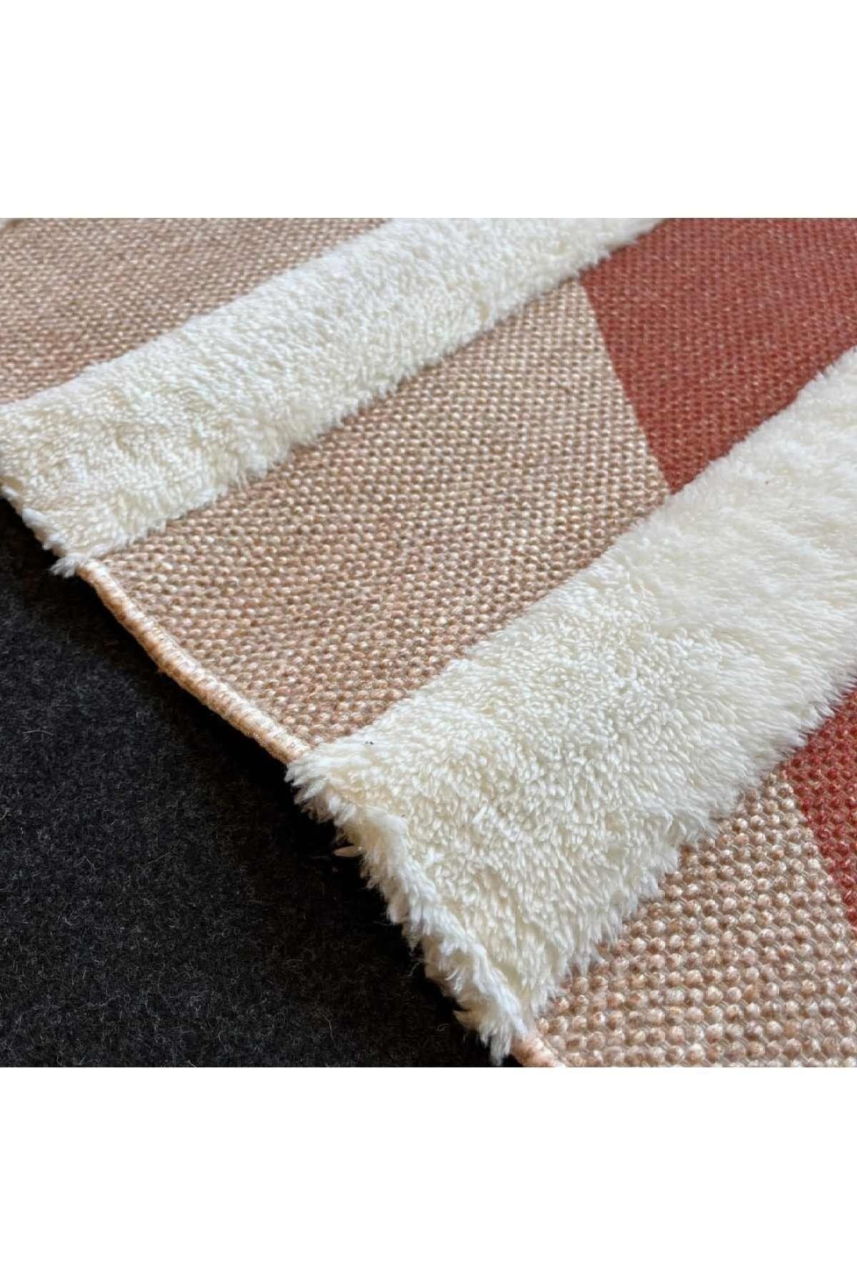 Tafting Kilim Serisi Üzeri Peluşlu Dokuma Taban Dekoratif Kilim