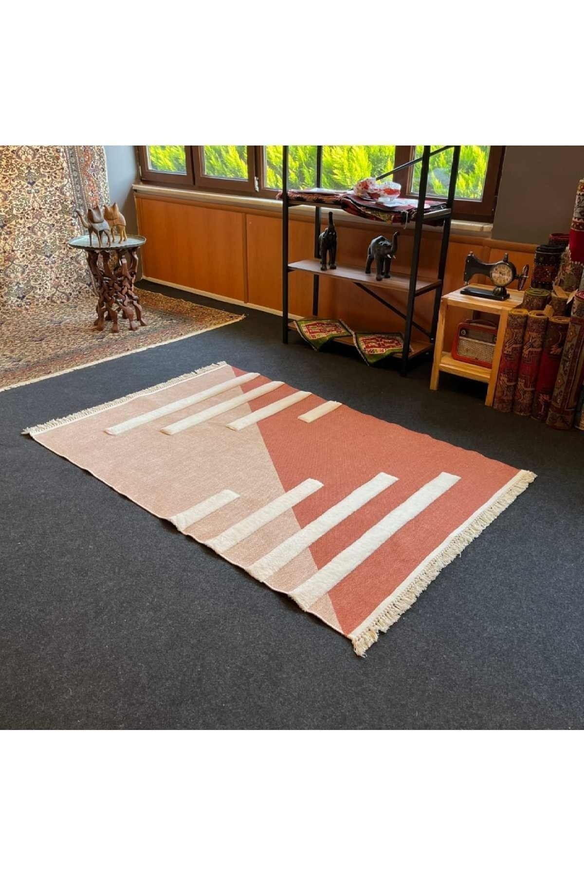 Tafting Kilim Serisi Üzeri Peluşlu Dokuma Taban Dekoratif Kilim