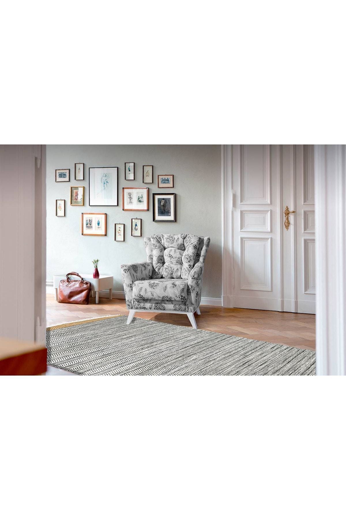 Cotton Serisi Hardal Gri Tonlarında Örgü Görümlü Otantik Dekoratif Dokuma Taban Kilim