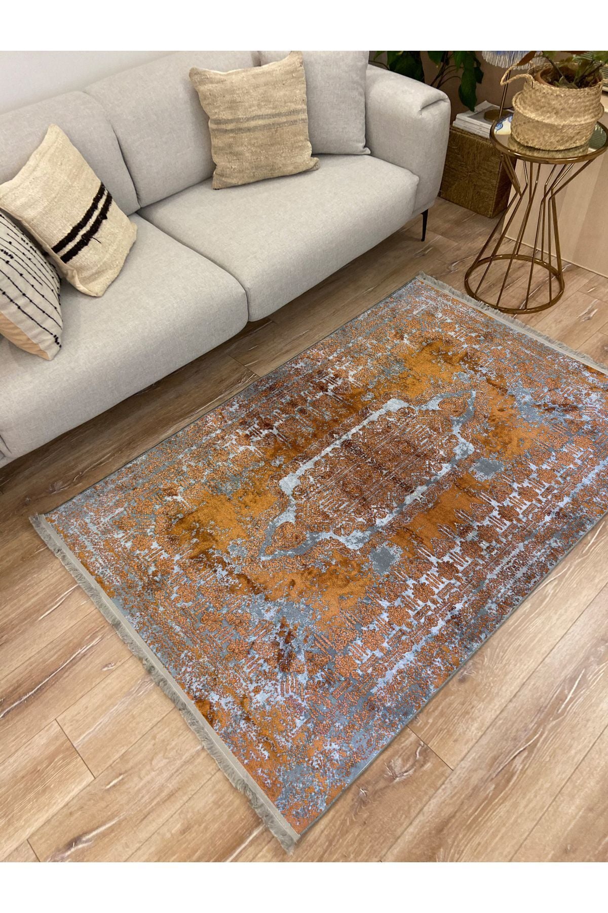 Halı Vagonu 2185 Etnik Desenli Yıkanabilir Kaymaz Tabanlı Salon Halısı, Koridor Ve Mutfak Halısı