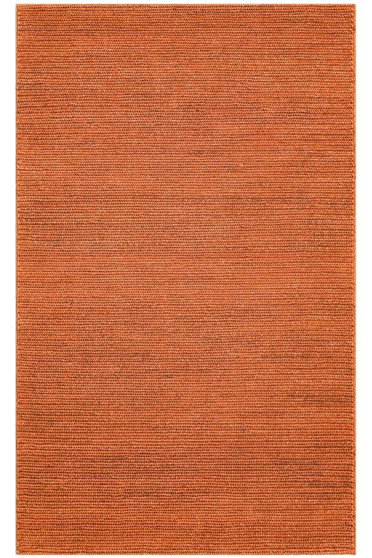 Fine Choti Rust Terra Flatweave El Dokuma Naturel Jüt Hasır Halı canlı görüntüsü.