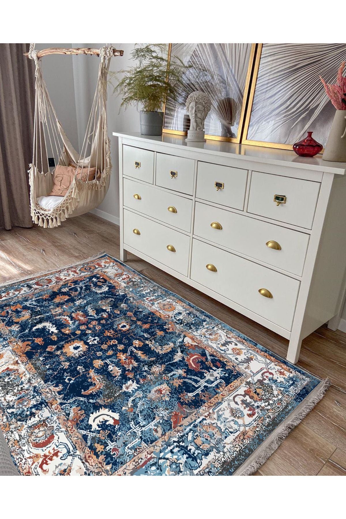 Halı Vagonus 2166 Eskitme Desenli Yıkanabilir Kaymaz Tabanlı Salon Halısı, Koridor Ve Mutfak Halısı