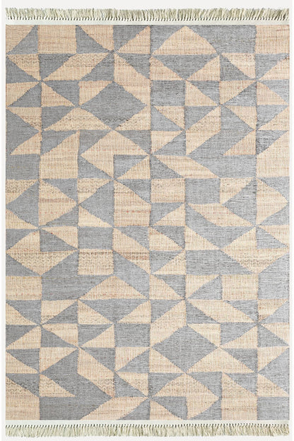 Cotton Kilim 34 Jut Efekli Modern Desenli Dekoratif Yıkanabilen Dokuma Taban Kilim