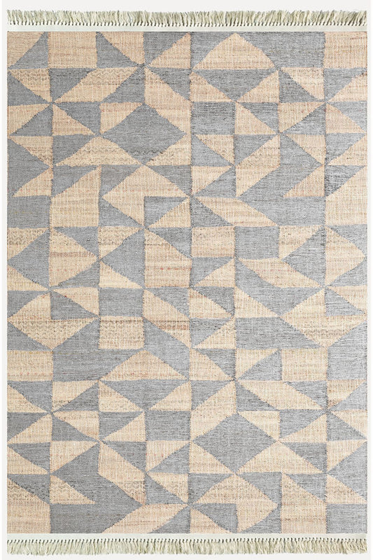 Cotton Kilim 34 Jut Efekli Modern Desenli Dekoratif Yıkanabilen Dokuma Taban Kilim