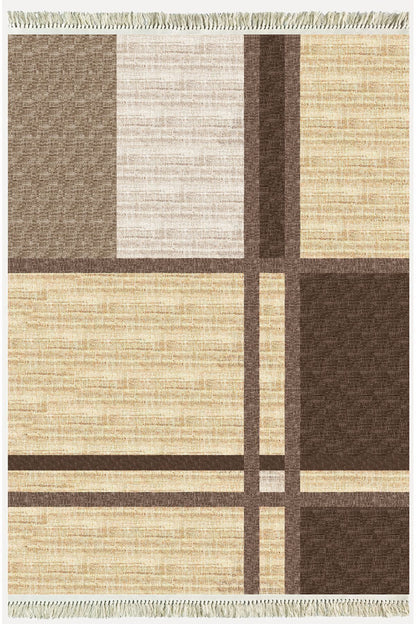 Cotton Kilim 44 Jut Efekli Natural Modern Dekoratif Yıkanabilen Dokuma Kilim