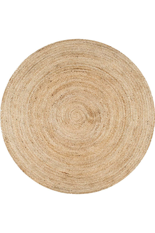 Boho 939 Doğal Hasır Jüt Desenli Örgü Yuvarlak Natural Çift Taraflı Halı