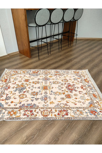 Halı Vagonu Serisi Multy Tonlarında Çiçekli Desen Kaymaz Taban Şönil Halı