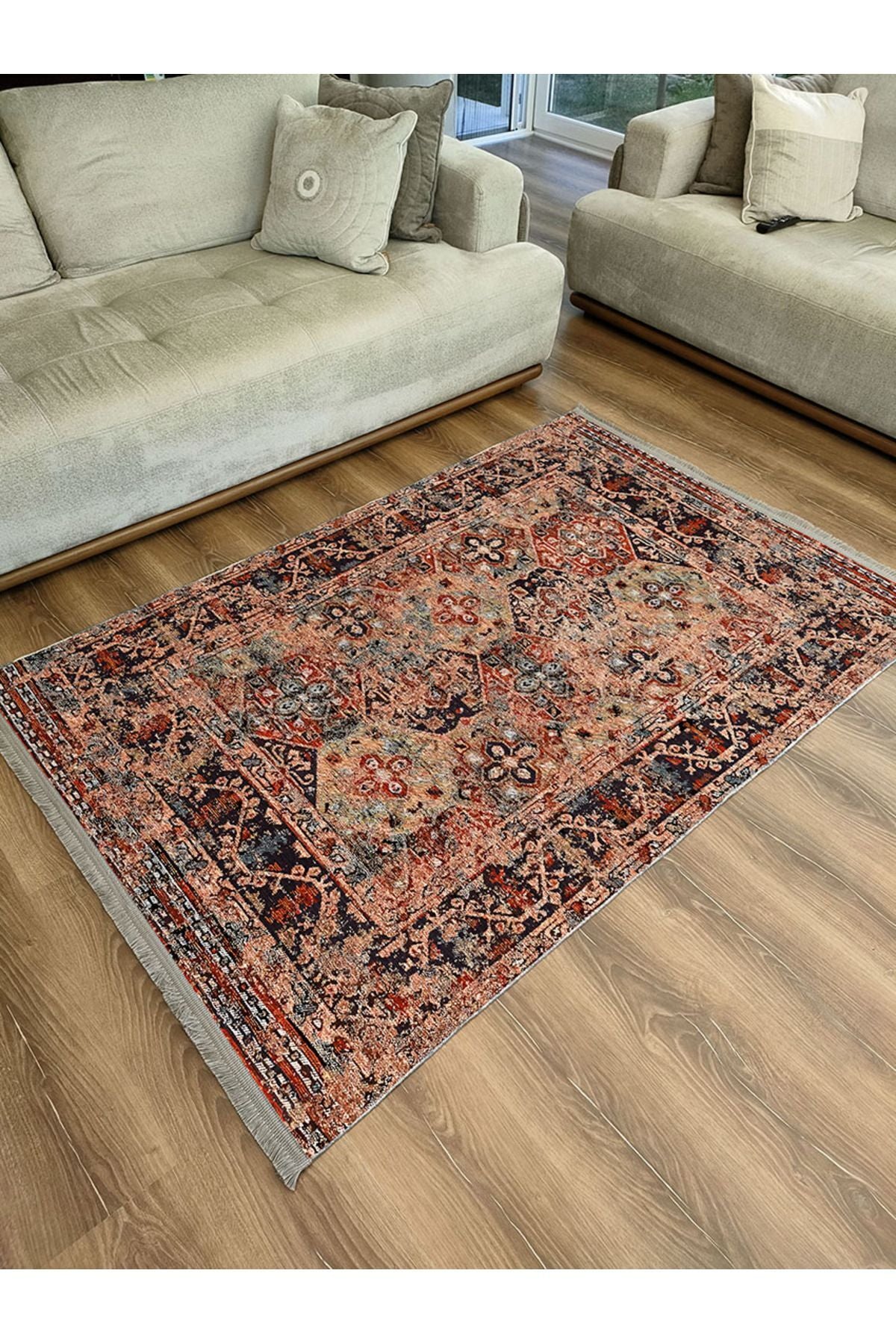 Mars Serisi Eskitme Desen Kaymaz Taban Şönil Halı