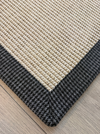 Himalaya Gri Antrasit Ekose Bordürlü 664 Krem Sisal Halı - El Yapımı, Dayanıklı, Modern Tasarım - HVHB27