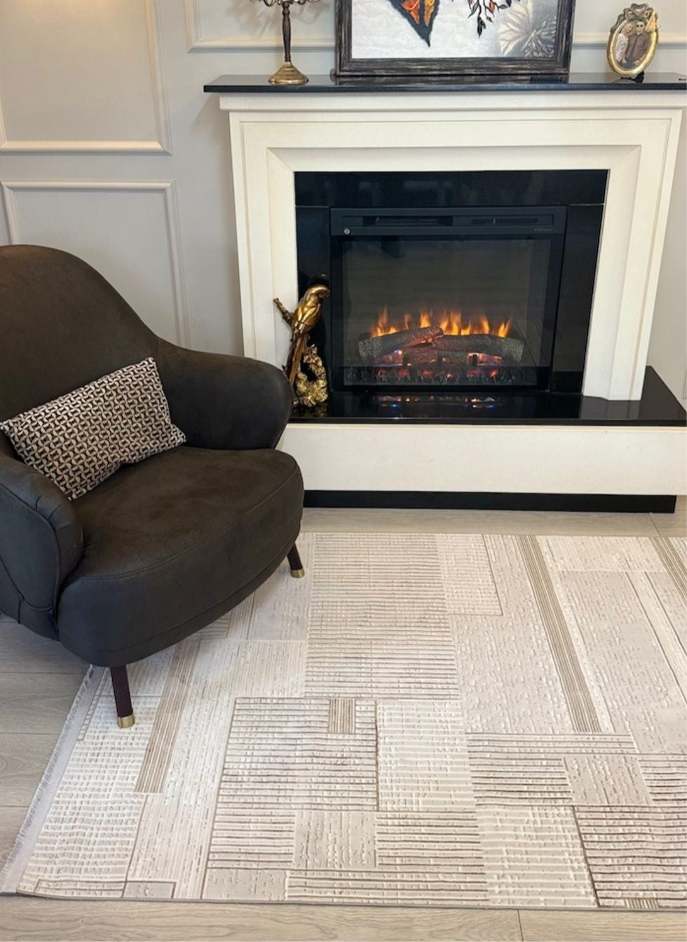 Halı Vagonu Zen Koleksiyonu ZEN02 Kahve Bej İnce Yıkanabilir Kaymaz Tabanlı Makine Halısı