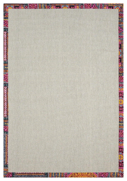 Multicolor Kumaş Bordürlü Sisal Halı, El Yapımı, Özel Ölçü ve Renkli Seçenekler - Evcil Hayvan Dostu - HVHB16 - HALI VAGONU