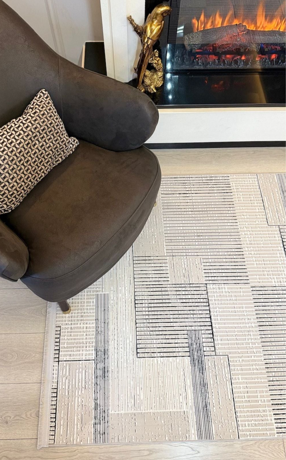 Halı Vagonu Zen Koleksiyonu ZEN06 Gri İnce Yıkanabilir Kaymaz Tabanlı Makine Halısı