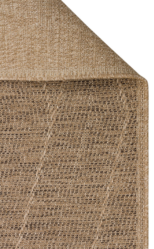 Jüt görünümlü Halı Vagonu Lalibela LLB03 NATURAL jüt sisal halı, overlok kenar bitimiyle uzun ömürlü kullanıma uygun.