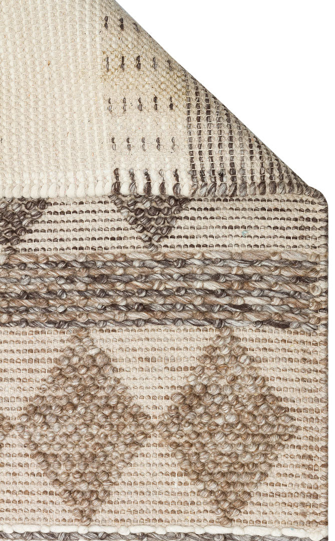 JADE JD 01 GREY Naturel Kazak Örgü Desenli El Dokuma Örgü Halı