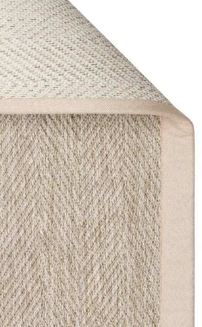 Krem Kumaş Bordürlü Balık Sırtı Desenli Bej Sisal Halı - El Yapımı, Dayanıklı, Modern Tasarım - ZHR_2704_L.Beige_BRD_Beige - HALI VAGONU