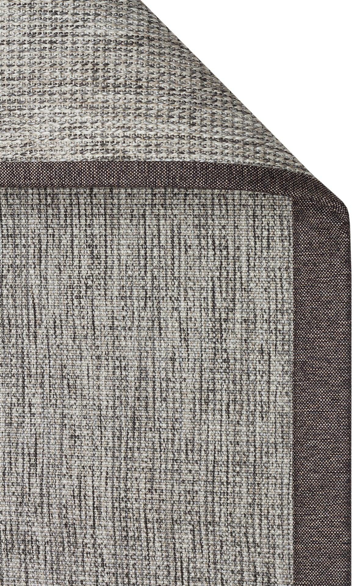 Kırçıllı Gri Kumaş Bordürlü Sisal Halı - El Yapımı, Dayanıklı, Modern Tasarım - ZHR_2705_Grey_BRD_Dark_Mix - HALI VAGONU