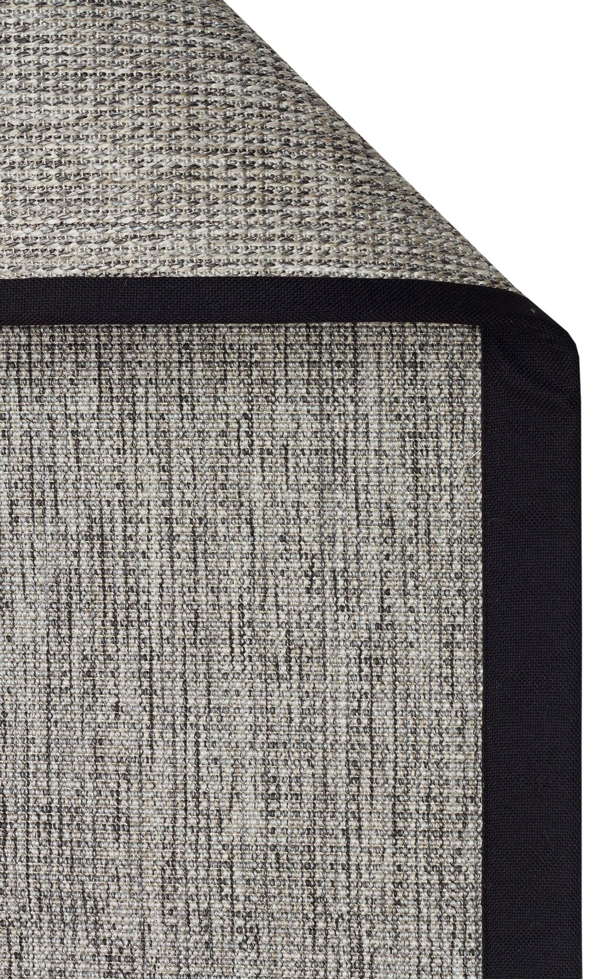 Siyah Kumaş Bordürlü Gri Sisal Halı - El Yapımı, Dayanıklı, Modern Tasarım - ZHR_2705_Grey_BRD_Black - HALI VAGONU