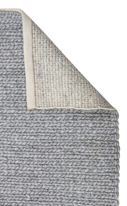 JADE BASKETWEAV GREY Naturel Kazak Örgü Desenli El Dokuma Örgü Halı